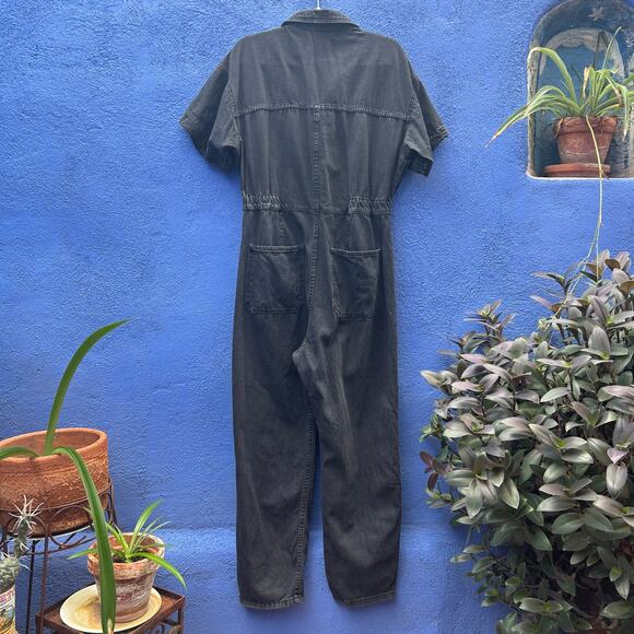 we the free black denim short sleeve jumpsuit - Picture 5 of 5